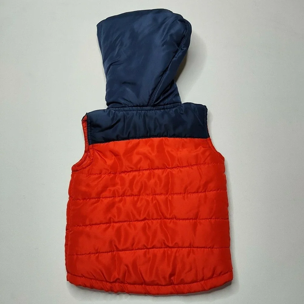DKNY Baby‎ Toddler 24m Hooded Puffer Vest Red & Blue